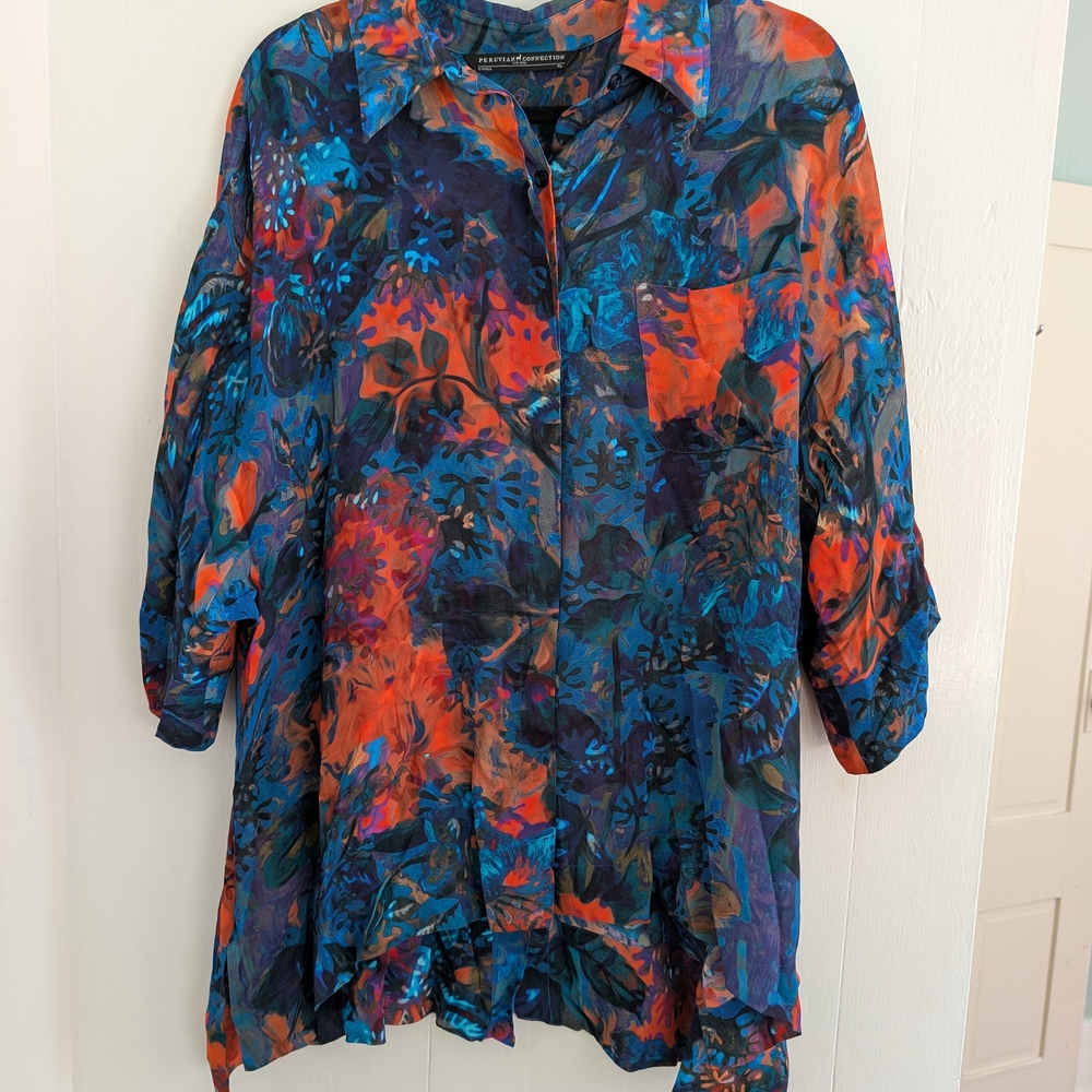 Peruvian Connection Multicolor Abstract Shirt - image 1
